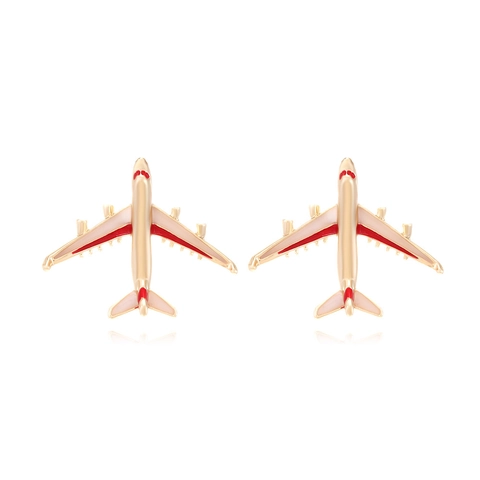 Funny Airplane Stud Earrings For Women Creative Zinc Alloy Enamel Aircraft Jewelry Colorful Cartoon Ear Accessories