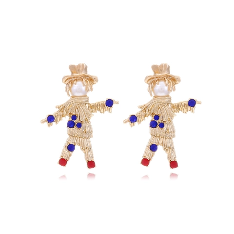 Cartoon Vogelscheuche Tropfenohrringe Legierung Strass Künstliche Perle Spaß Süß Mode Accessoire Frauen Mädchen
