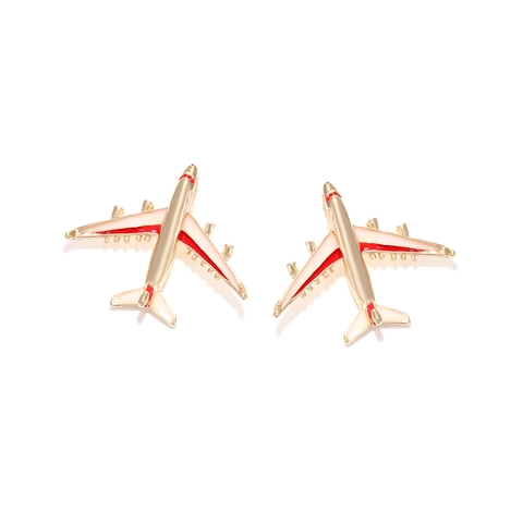 Funny Airplane Stud Earrings For Women Creative Zinc Alloy Enamel Aircraft Jewelry Colorful Cartoon Ear Accessories