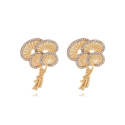 Ginkgoblatt Ohrstecker Mehrlagiges Fächerdesign Legierung Mit Perlimitat Strass Silver Earring Post Elegant Für Damen