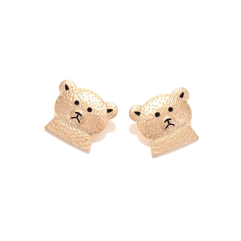 Süße Cartoon Bär Ohrstecker Gold Vergoldet Zinklegierung Strukturierte Tierform Lustiger Schmuck Für Damen Mädchen