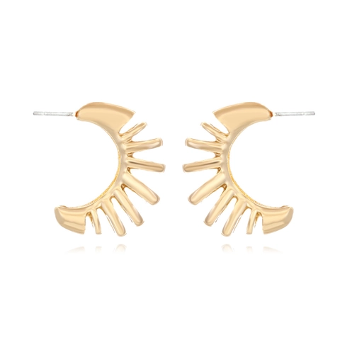 Exaggerated Hollow C-Shaped Hoop Earrings Alloy Ribbed Spiral Design Retro Light Luxury Style Women Jewelry