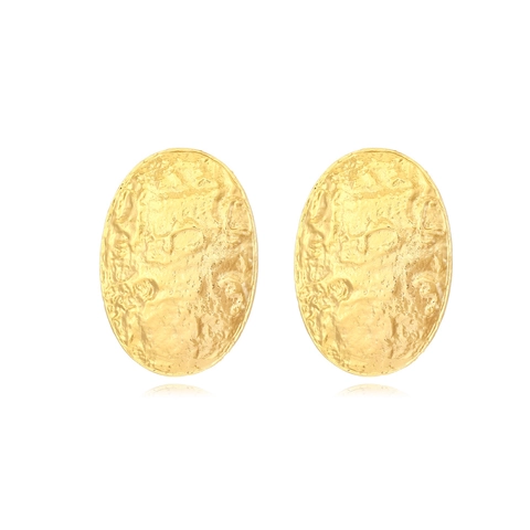 Grote Ovale Gehamerde Textuur Legering Oorknopjes Vintage Retro Reliëf Metalen Sieraden Voor Vrouwen