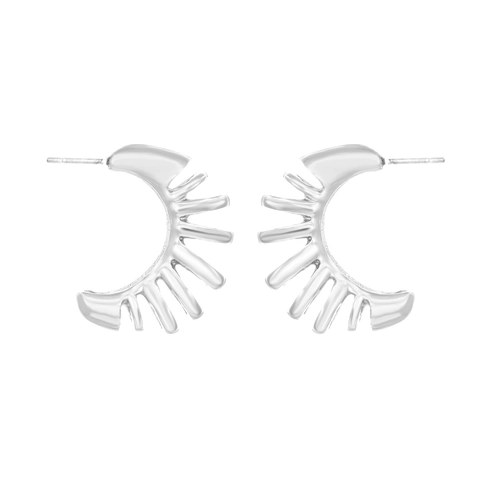 Exaggerated Hollow C-Shaped Hoop Earrings Alloy Ribbed Spiral Design Retro Light Luxury Style Women Jewelry