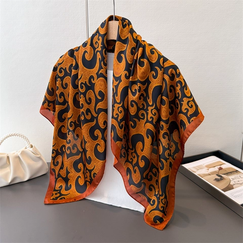 Vintage Paisley Druck Satin Quadratischer Schal Satinnähnlich Haar Tuch Eleganter Vielseitiger Schal Halstuch Für Damen