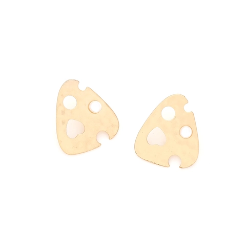 Orecchini A Lobo Oro Opaco Martellato Lega Triangolo Geometrico Irregolare Cuore Svuotato Perla Artificial Imitazione Vintage Artistico Per Donne