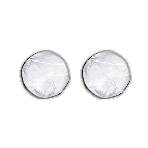 Irregular Round Stud Earrings Zinc Alloy Resin Crinkled Texture Geometric Retro Jewelry Women Stainless Steel Post