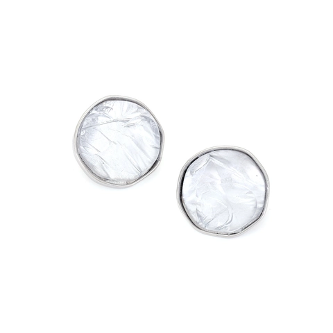 Irregular Round Stud Earrings Zinc Alloy Resin Crinkled Texture Geometric Retro Jewelry Women Stainless Steel Post