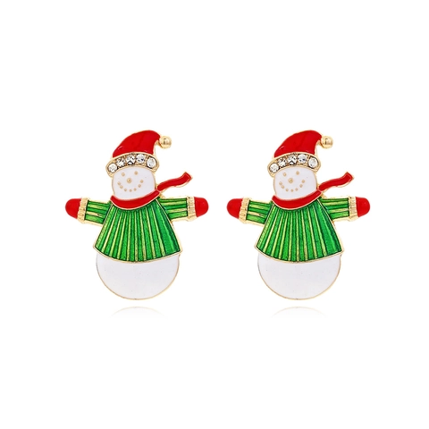 Orecchini A Forma Di Pupazzo Di Neve Carino Lega Smalto Rhinestone Natale Festivo Cartone Animato Gioielli Regalo Donne Ragazze