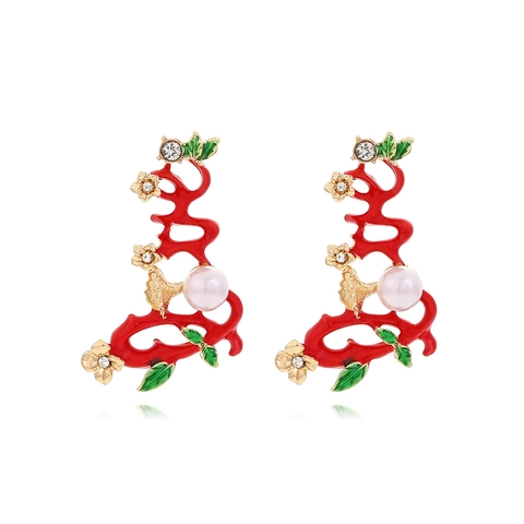 Orecchini A Lobo Smalto Fiore Foglia Lettera Love Lega Strass Perla Artificial Gioielli Romantici Vintage Per Donna