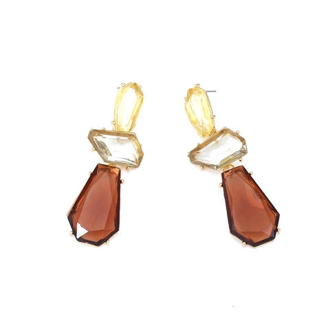 Retro Geometric Resin Dangle Earrings Three Layer Multi Color Alloy Fashion Jewelry Women