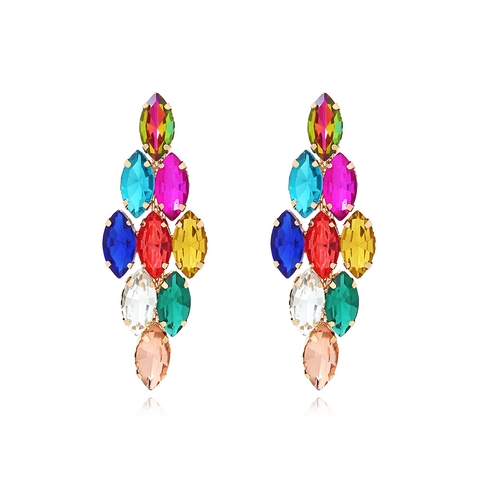 Lega Marquise Strass Geometrico Lampadario Orecchini Pendenti Colorato Gioielli Donna Festa Matrimonio