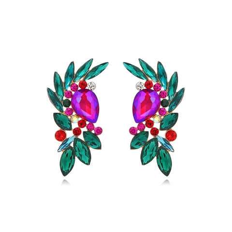 Pendientes Colgantes Forma Ala Diamantes Imitación Aleación Zinc Cristal Color Joyas Moda Bohemia Glamour Para Mujeres