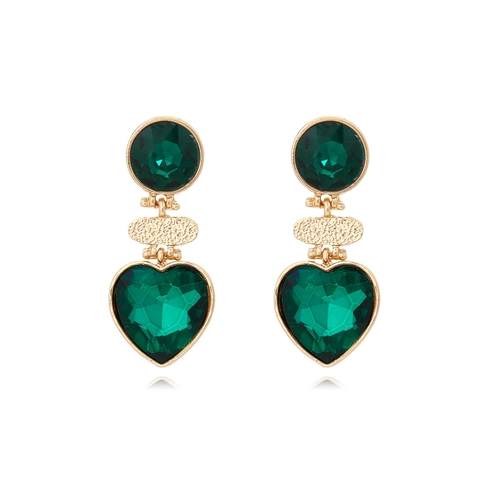Pendientes De Gota De Corazón Vintage Para Mujeres Elegantes De Aleación De Zinc Con Diamantes De Imitación Joyería Moda Colorida