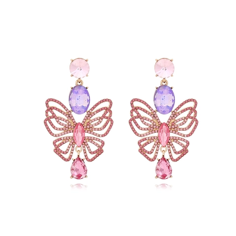 Elegante Schmetterling Hängeohrringe Für Damen Hohl Zinklegierung Bunte Strasssteine Künstliche Edelsteine Luxusschmuck