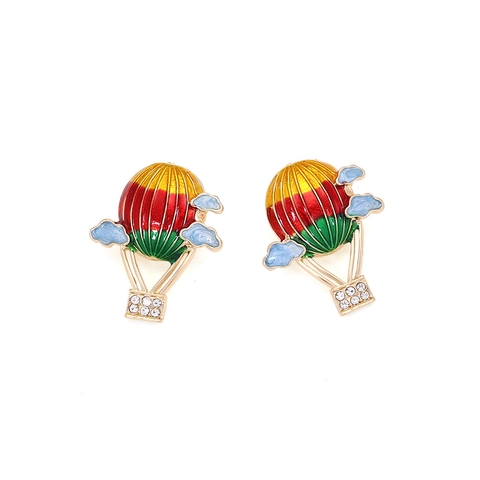 Lindos Pendientes De Botón De Globo Aerostático Esmalte Nube Joyas De Aleación Con Poste De Pendiente De Acero Inoxidable
