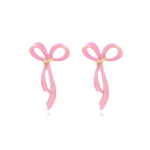 Boucles Oreilles Nœud Émail Alliage Zinc Avec Tige En Acier Inoxydable Bijoux De Mode Pour Femmes