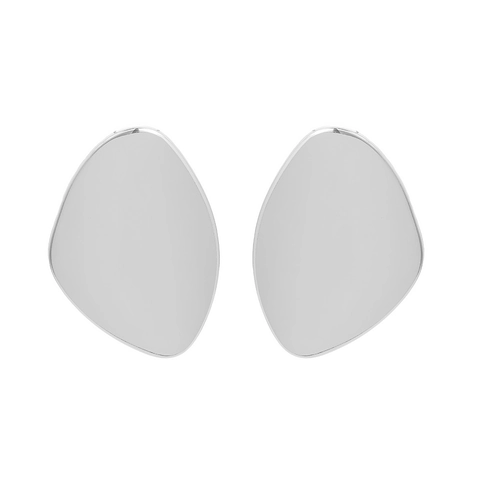 Pendientes Geométricos Retro De Aleación De Zinc Ovalados Irregulares Pulidos Espejo Grandes Moda Tendencia Mujeres