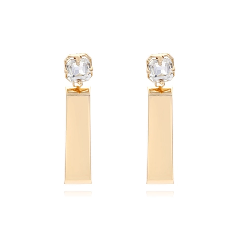 Pendientes Colgantes Rectangulares Geométricos Con Strass Aleación De Cinc Moda Minimalista Elegante Para Mujeres