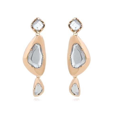 Pendientes Largos Geométricos Mujeres Vintage Irregular Rhinestone Joyería Con Poste De Acero Inoxidable