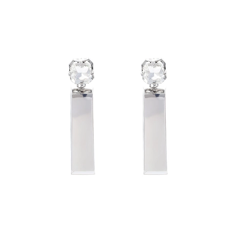 Pendientes Colgantes Rectangulares Geométricos Con Strass Aleación De Cinc Moda Minimalista Elegante Para Mujeres