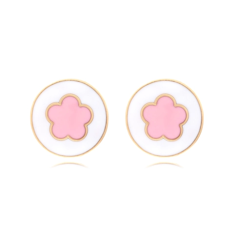 Sweet Flower Stud Earrings Zinc Alloy Enamel Round Floral Minimalist Fashion Accessory Jewelry For Women Girls