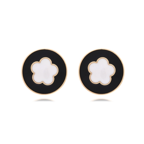 Sweet Flower Stud Earrings Zinc Alloy Enamel Round Floral Minimalist Fashion Accessory Jewelry For Women Girls