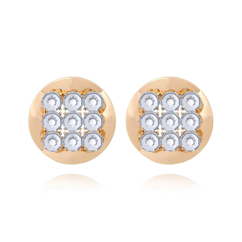 Retro Circular Stud Earrings Zinc Alloy Rhinestone Grid Matrix Geometric Western Fashion Vintage For Women