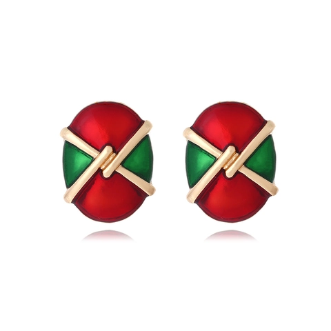 Orecchini A Lobo Ovali Vintage Lega Smalto Croce Dorata Geometrico Elegante Retro Accessori Raffinati Per Donna
