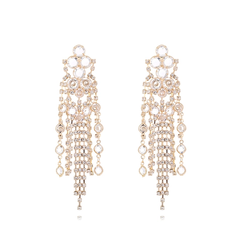 Boucles Oreilles Pendantes À Pompons En Strass Avec Tige En Acier Inoxydable Bijoux Lustre Scintillants Femmes