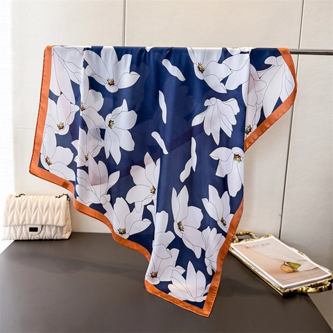Sciarpa Quadrata Elegante Da Donna Satén Effetto Raso Stampa Floreale Accessorio Collo Testa Moda Versatile