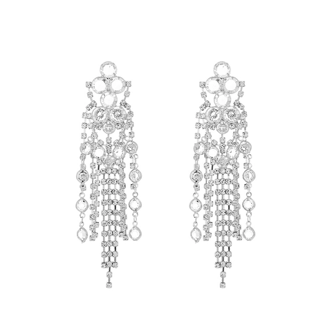Boucles Oreilles Pendantes À Pompons En Strass Avec Tige En Acier Inoxydable Bijoux Lustre Scintillants Femmes