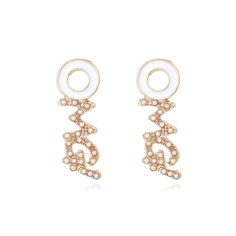 Legierung Buchstaben OMG LOVE Ohrhänger Mit Künstlicher Künstliche Perle Strass Emaille Mode Schmuck Für Damen