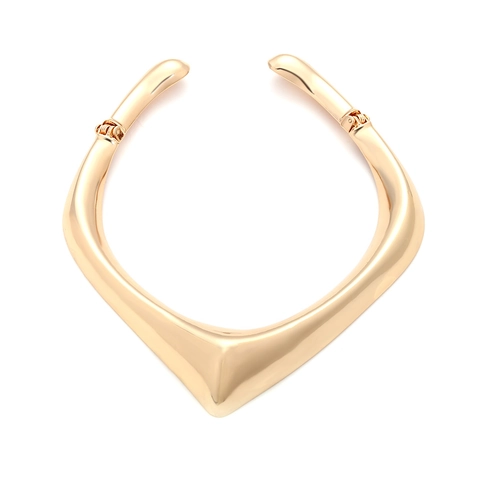V-Form Choker Halskette Polierte Glänzende Zinklegierung Minimalistisches Geometrisches Halsband Mit Scharnieröffnung