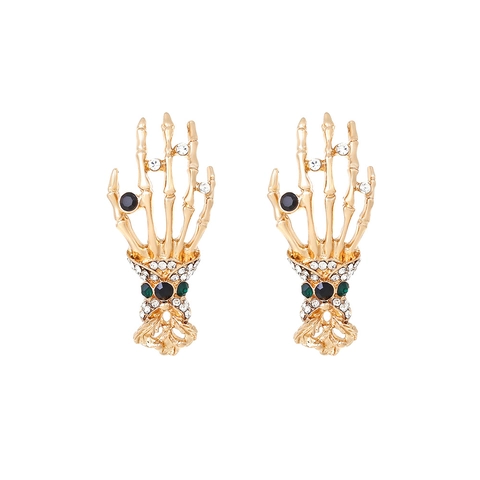 Gotische Skelet Hand Oorbellen Legering Kleurrijke Steentjes Met 925 Sterling Zilveren Oorsteker Vintage Voor Dames