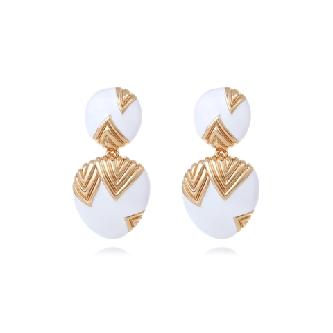 Pendientes Colgantes Vintage Aleación De Zinc Esmalte Geométrico Irregular Forma En V Decoración Metálica Elegante Joyería Para Mujeres