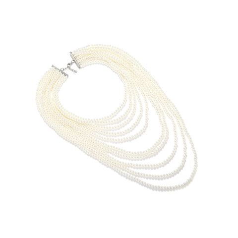 Collar De Perlas Artificiales De Imitación De Varias Capas Para Mujer Lujo Declaración Cascada Gargantilla Aleación Cadena Ajustable Joyería Elegante
