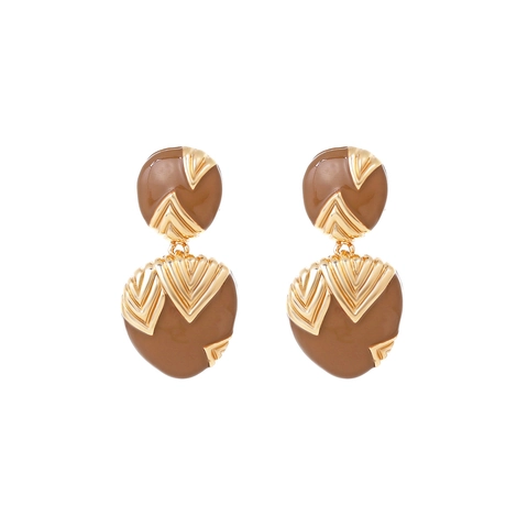 Pendientes Colgantes Vintage Aleación De Zinc Esmalte Geométrico Irregular Forma En V Decoración Metálica Elegante Joyería Para Mujeres