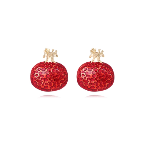 Granatapfel Hängeohrringe Mit Roter Emaille Frucht Und Edelstahl Ohrstecker Retro Kreativer Schmuck Für Damen