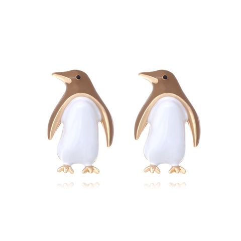 Mode Pinguin Hänger Ohrringe Zinklegierung Emaille Tropföl Straßstein Inlay Cartoon Tier Schmuck Damen
