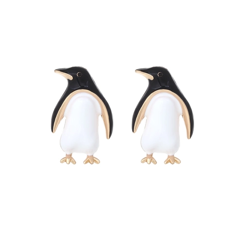 Mode Pinguin Hänger Ohrringe Zinklegierung Emaille Tropföl Straßstein Inlay Cartoon Tier Schmuck Damen