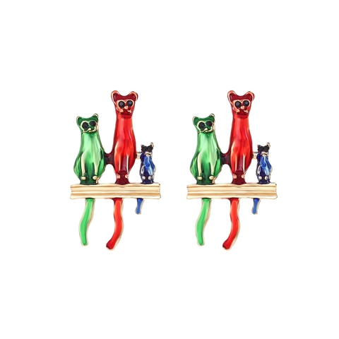 Süße Cartoon Katzen Emaille Ohrstecker Mode Zinklegierung Tier Schmuck Für Frauen Mädchen Neuheit