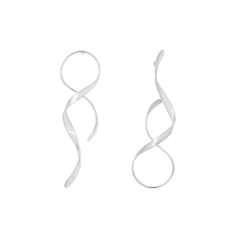 Spiraal Twist Streamer Hangoorbellen Met Roestvrijstalen Oorsteker Minimalistische Geometrische Metalen Sieraden Voor Dames