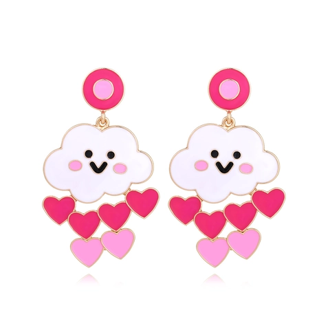 Süße Wolke Smiley Herz Tropfen Ohrringe Legierung Emaille Cartoon Anhänger Mit Edelstahl Ohrstecker Für Damen