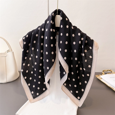 Foulard Carré À Pois Femmes Polyester Satin Aspect Satin Imprimé Chevrons Élégant Accessoire De Mode Vintage