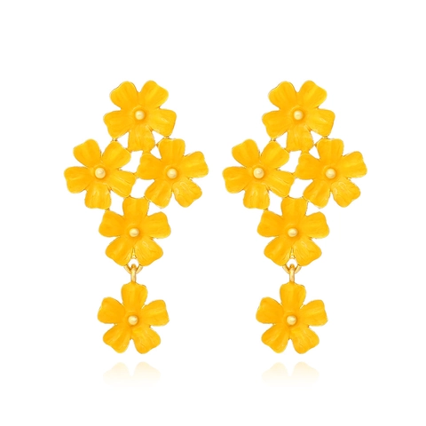 Bloemige Druppel Oorbellen Legering Emaille Madeliefje Bloem Zomer Frisse Zoete Sieraden Voor Vrouwen