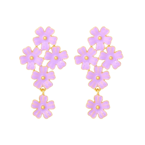 Bloemige Druppel Oorbellen Legering Emaille Madeliefje Bloem Zomer Frisse Zoete Sieraden Voor Vrouwen