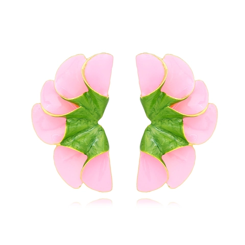 Orecchini A Lobo A Petalo Di Fiore Lega Di Zinco Smalto Goccia D'olio Moda Esagerata Gioielli Artistici Per Donne