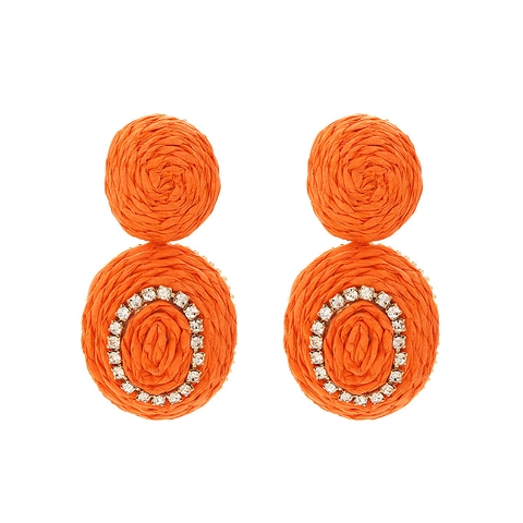 Bohemian Raffia Gewebte Tropfenohrringe Mit Strass Geometrische Ovale Hängeohrringe Schmuck Für Frauen Sommer Strand Urlaub