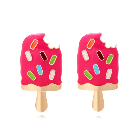 Fun Pink Enamel Popsicle Earrings Bunter Eis Am Stiel Schmuck Mit Edelstahl Ohrstecker Sommer Urlaub Stil